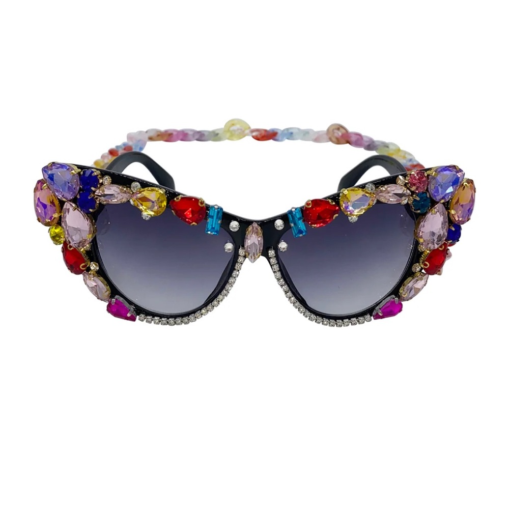 SOLD** Megan Fabulous Gem Bomb Sunglasses with chain - Picture 4 of 7